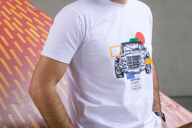 koszulka męska z nadrukiem kolorowym mercedes-benz 300 sel